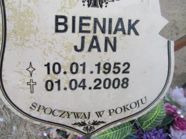 Jan Bieniak 1952 Człopa - Grobonet - Wyszukiwarka osób pochowanych